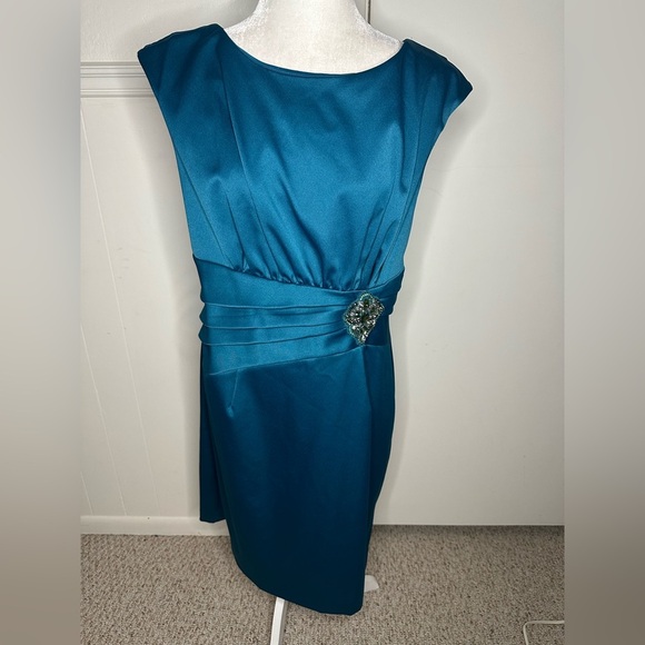 Coldwater Creek Teal Asymmetrical Dress with Embellishment size 16 NWT - Picture 1 of 7